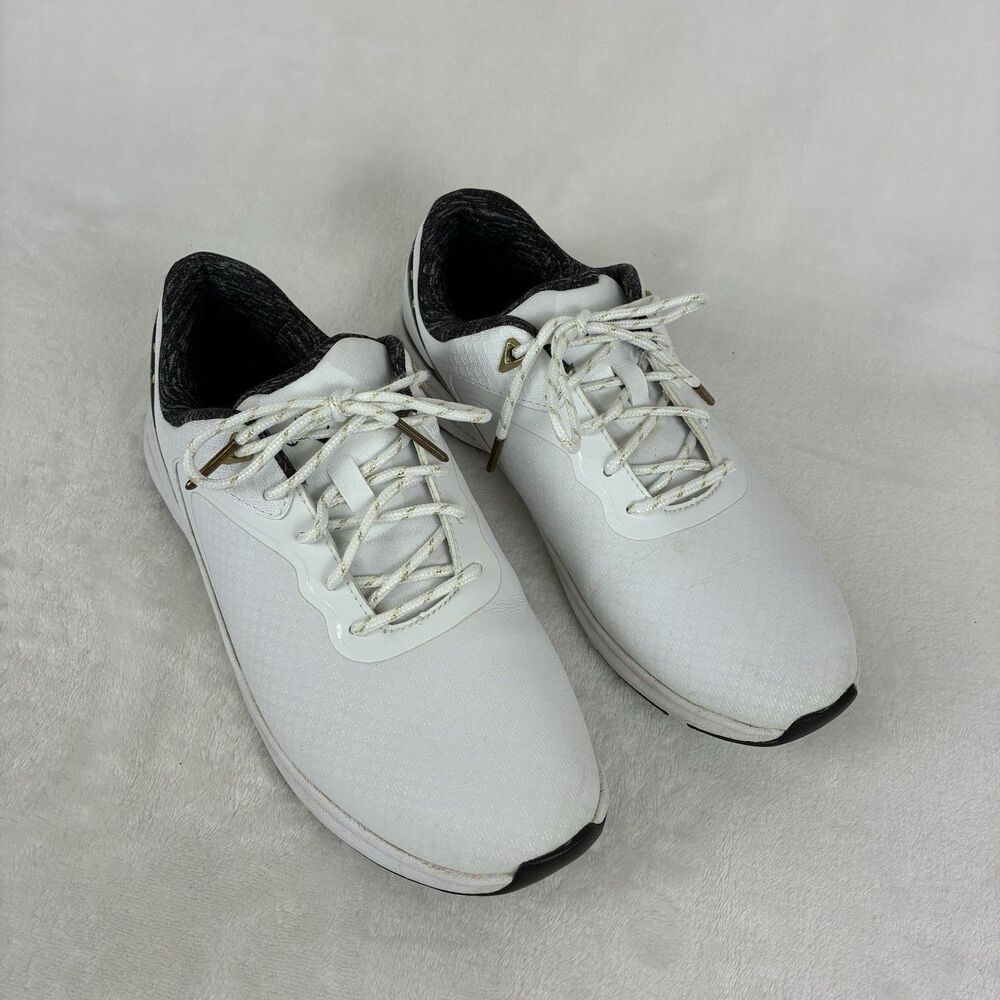 Callaway Coronado V2 SL Golf Shoes Womens Size 8 White/Gold Waterproof Spikeless